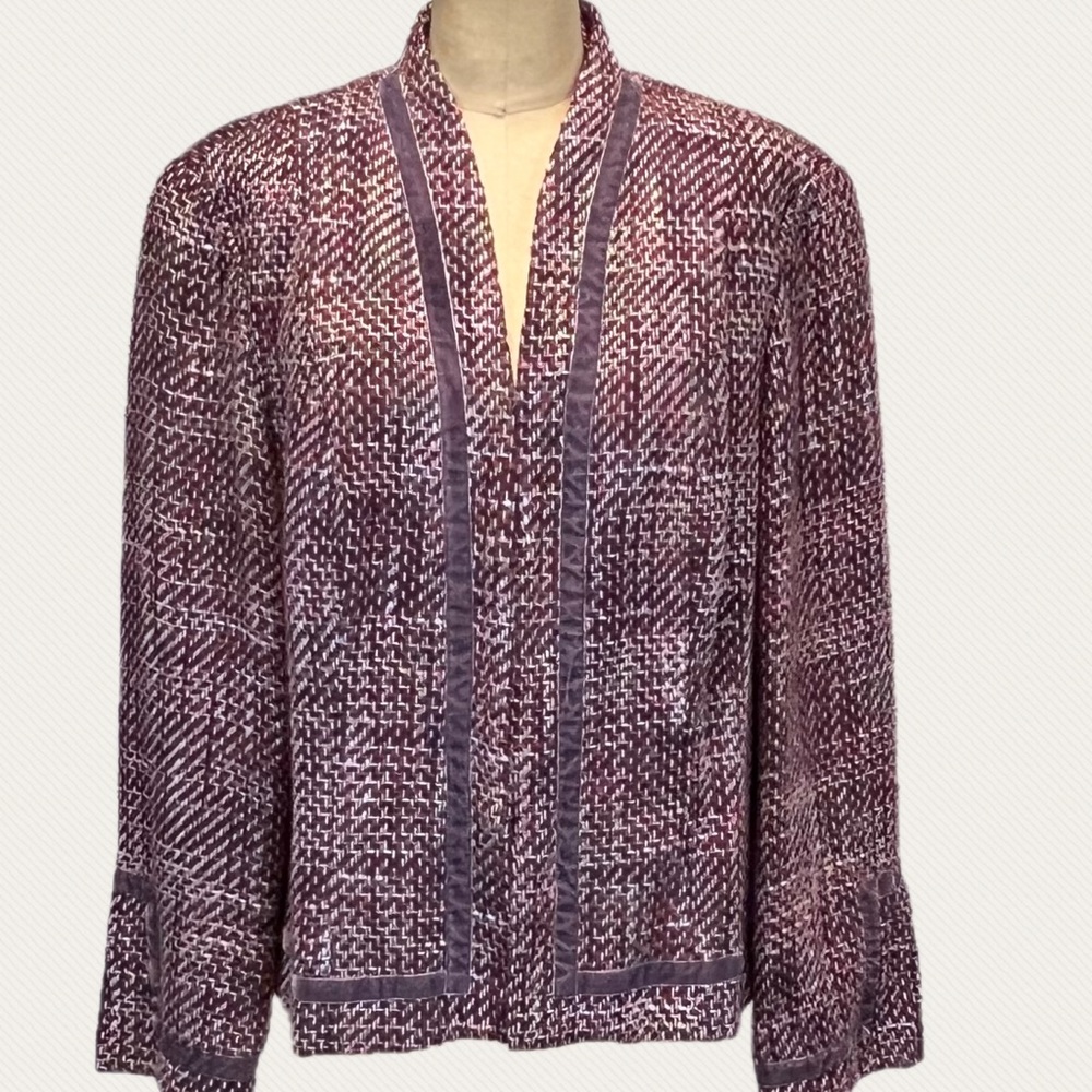 Purple tweed velvet blazer suit jacket women’s Sag Harbor professional office